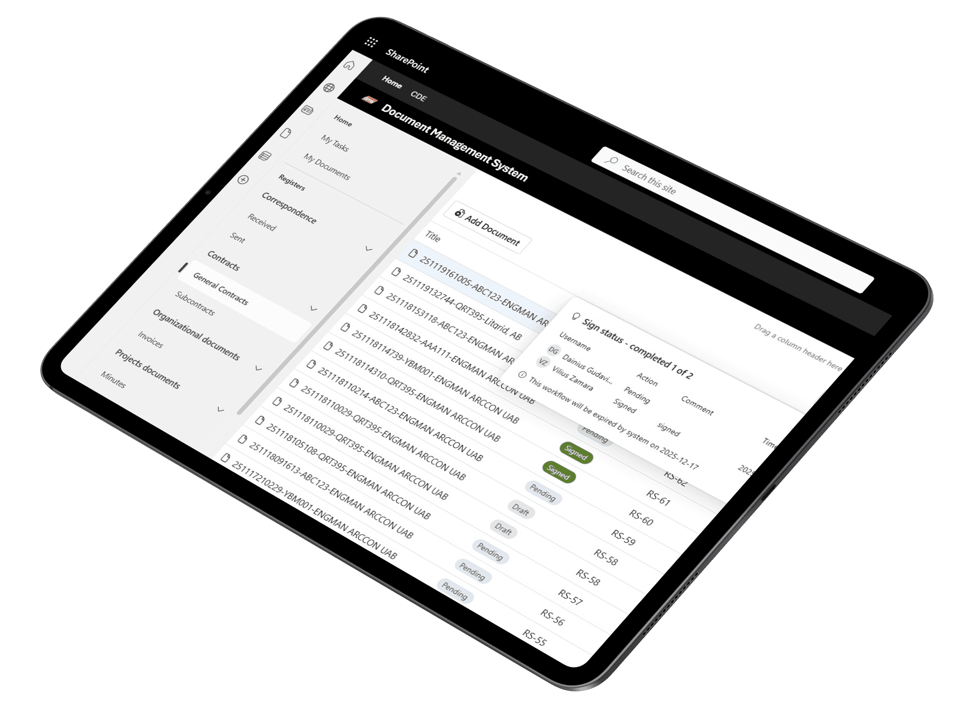 Sofidus tablet interface
